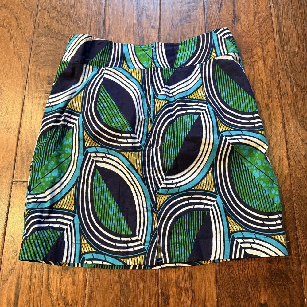 Hand sewn Skirt Womens Small Hitarget Tribal Wax Print fabric Cotton chic CUTE! - Picture 6 of 13